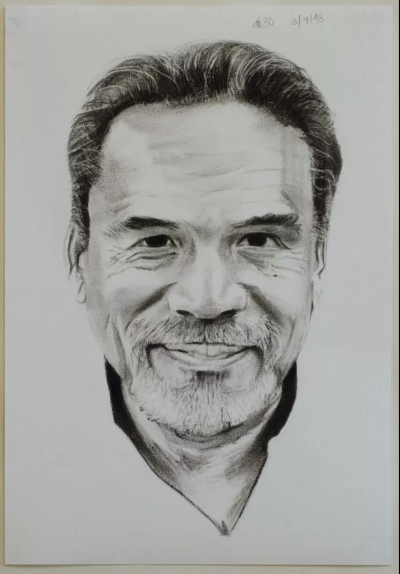 Self-David Rodriguez #30, charcoal and graphite on paper, 27x38cm
