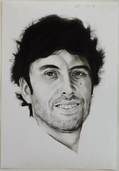 Self-David Rodriguez #34, charcoal and graphite on paper, 27x38cm
