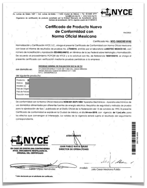 NOM CERTIFICATION